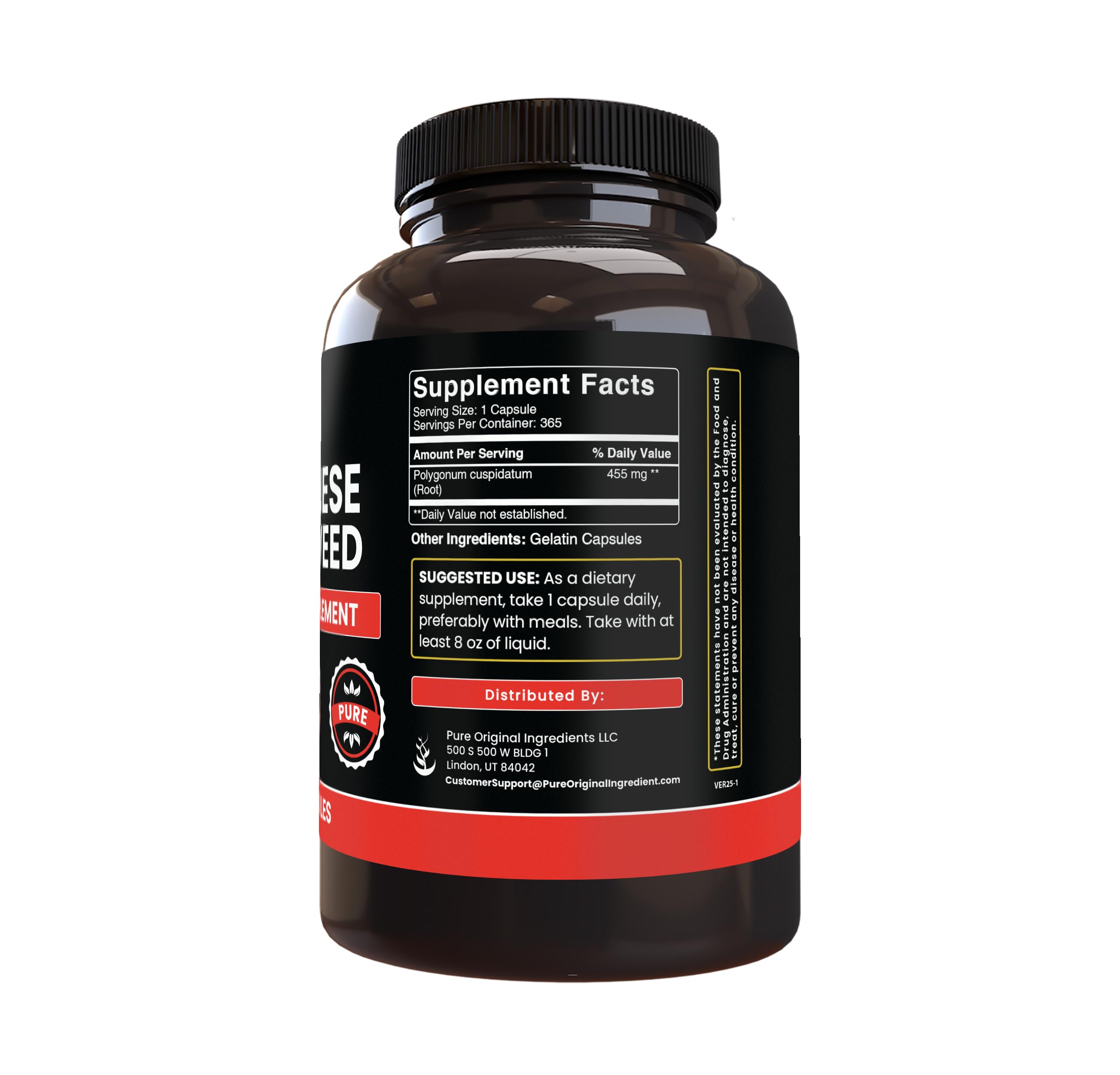 Japanese Knotweed capsules from Pure Original Ingredients arranged for easy daily use.
