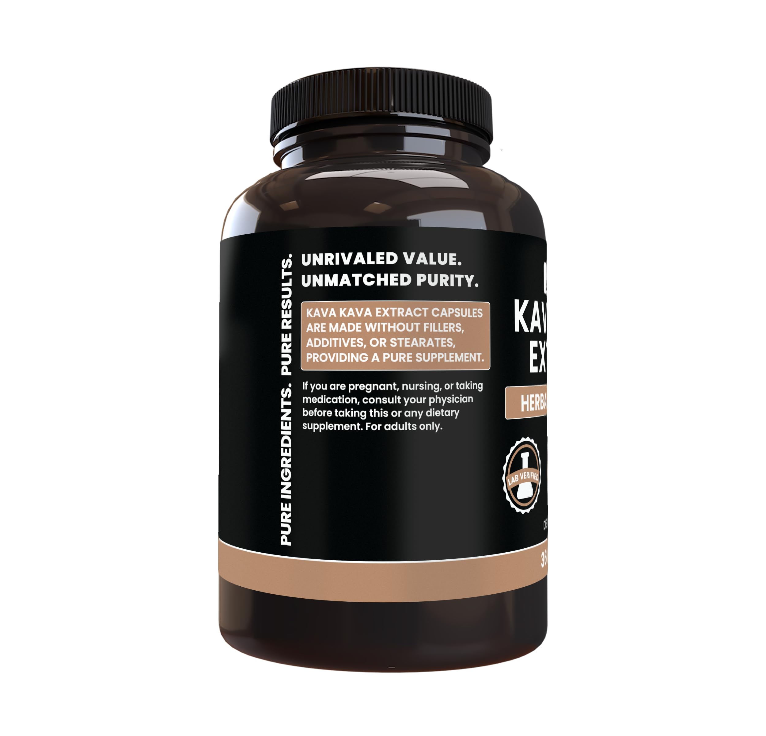 US-packaged kava kava capsules by PURE ORIGINAL INGREDIENTS, lab verified.