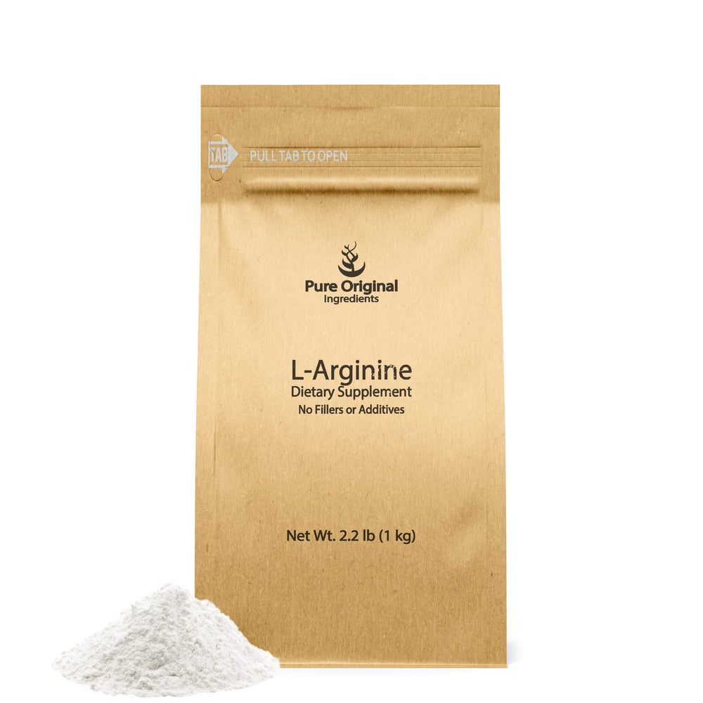 Pure Original Ingredients L-Arginine bottle pour highlights pure formulation for daily use
