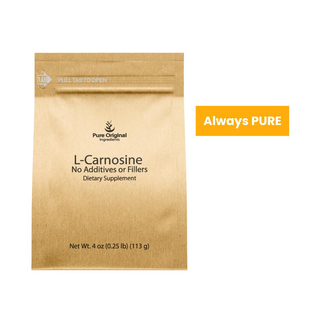 Fine texture of PURE ORIGINAL INGREDIENTS L-Carnosine powder ready to mix into beverages
