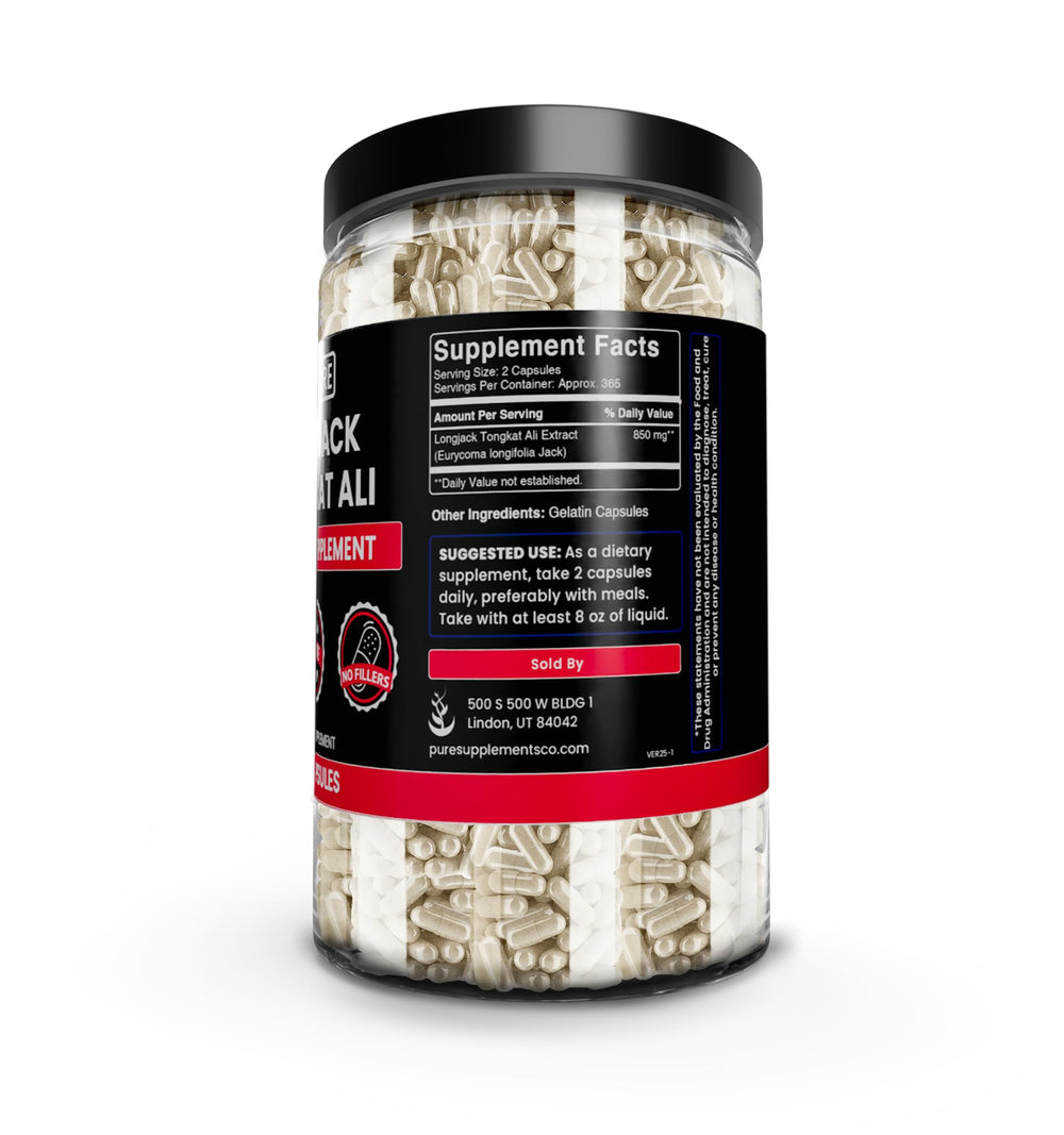 Pure Original Ingredients Longjack capsules closeup shows pure formula