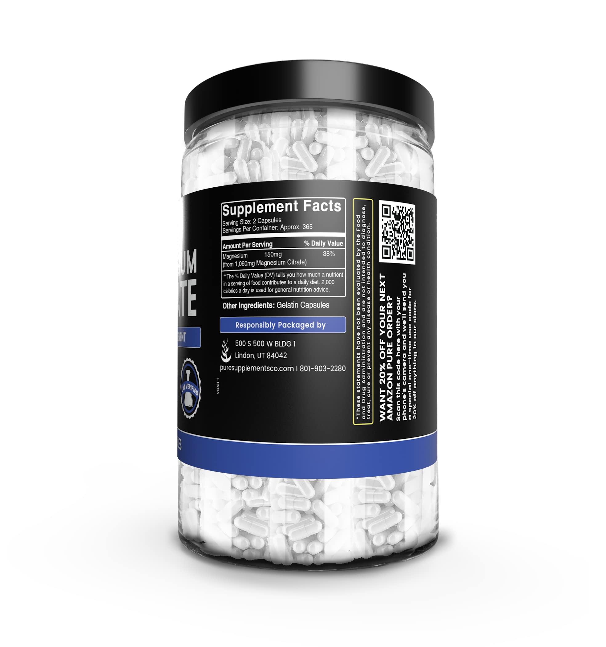 Pure Original Ingredients Magnesium Citrate bottle pour for easy daily use