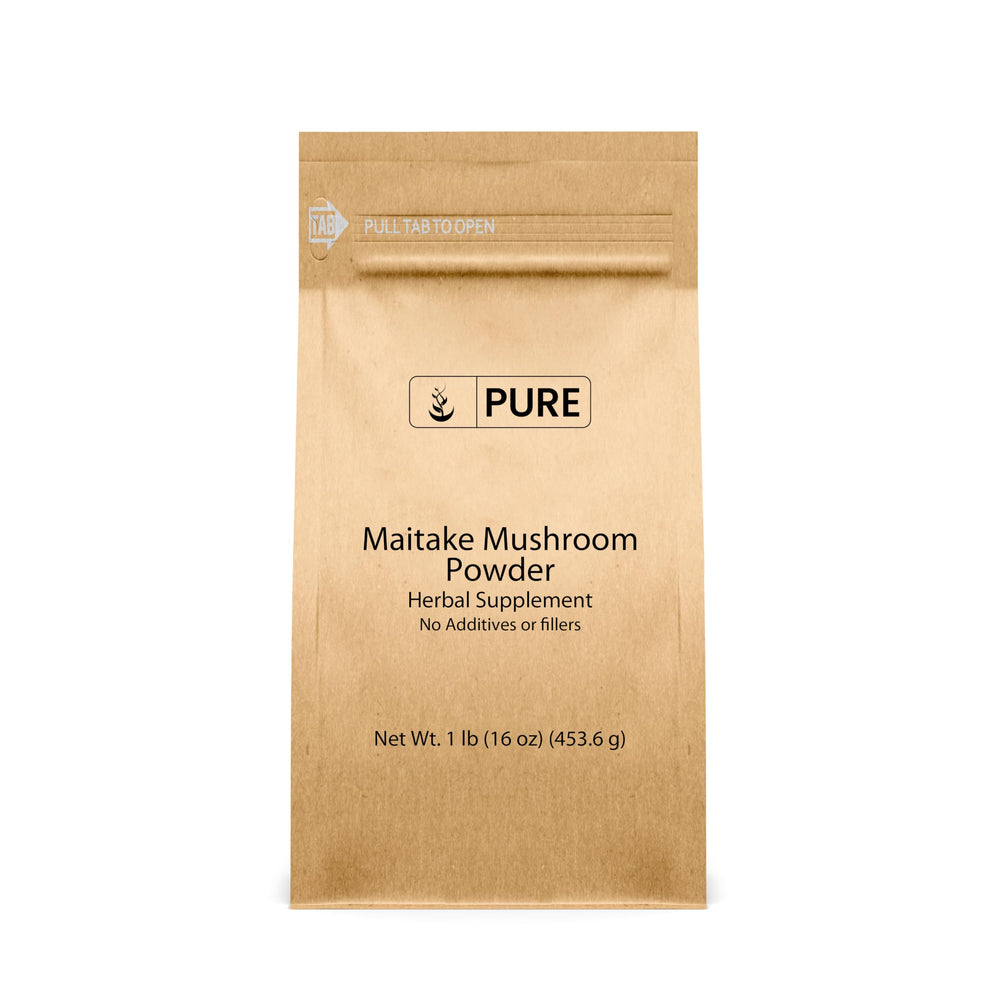 Pure Original Ingredients Maitake Mushroom Powder bottle adds rich umami to recipes.