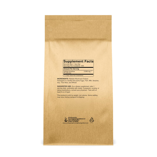 Pure Original Ingredients Maitake Mushroom Powder jar showcases pure single-ingredient formula.
