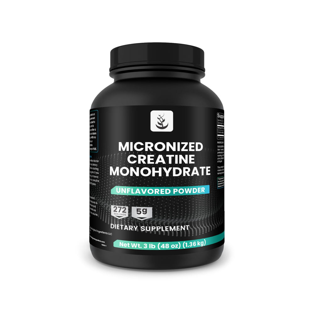 PURE ORIGINAL INGREDIENTS micronized creatine monohydrate powder supports steady training performance