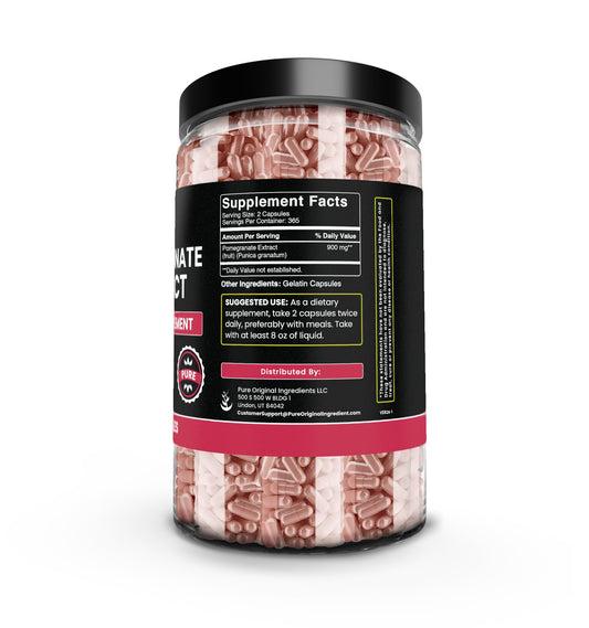 Pure Original Ingredients Pomegranate Extract capsules-closeup showing single-ingredient purity for a clean routine