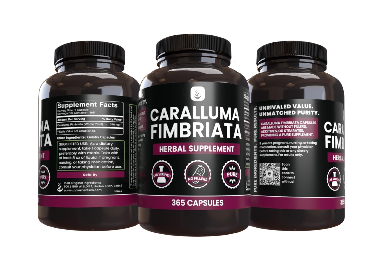 Pure Original Ingredients Caralluma Fimbriata packaging produced in Utah, USA.