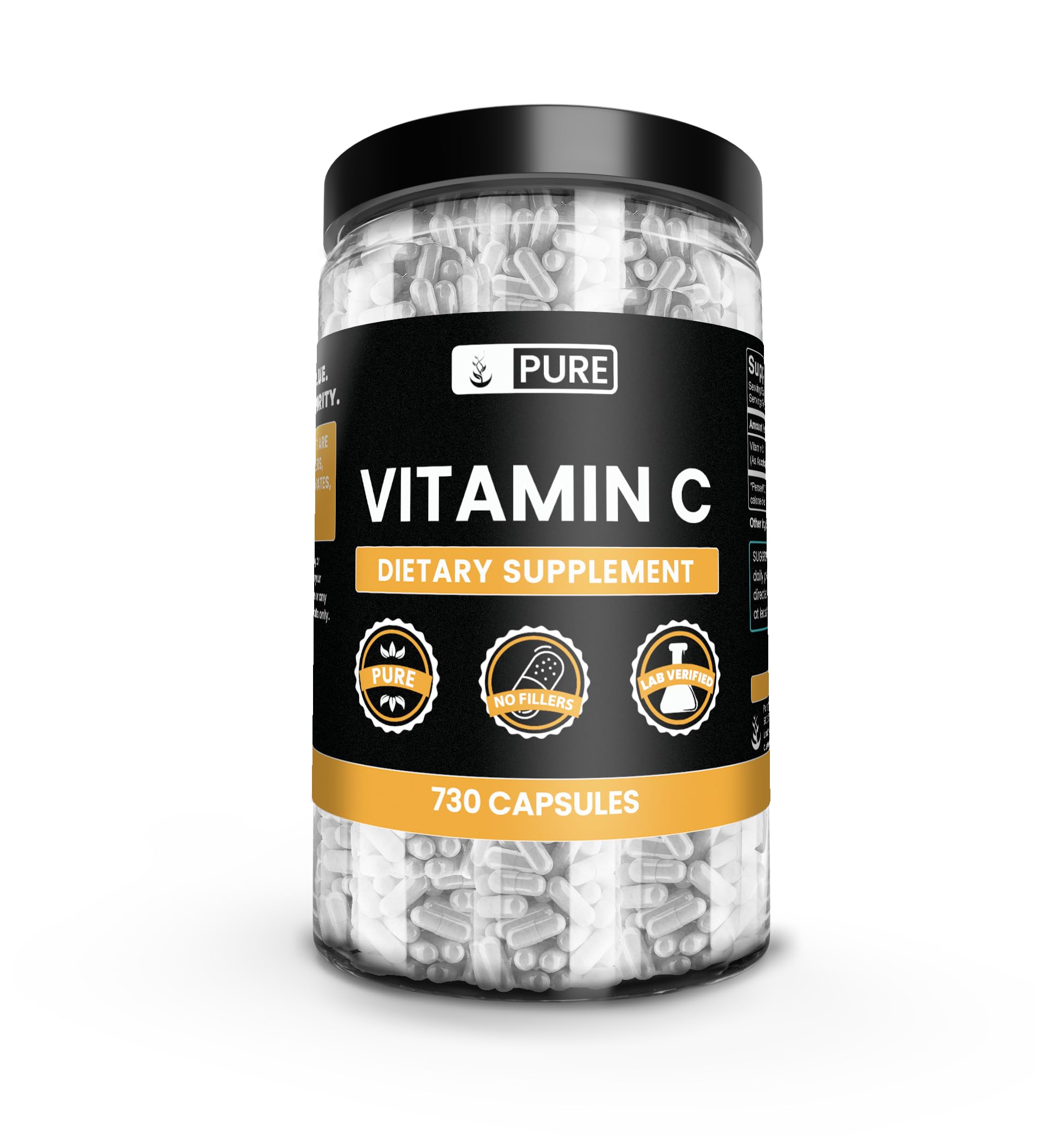 Pure Original Ingredients Vitamin C capsules bottle with a clean label for easy daily use.