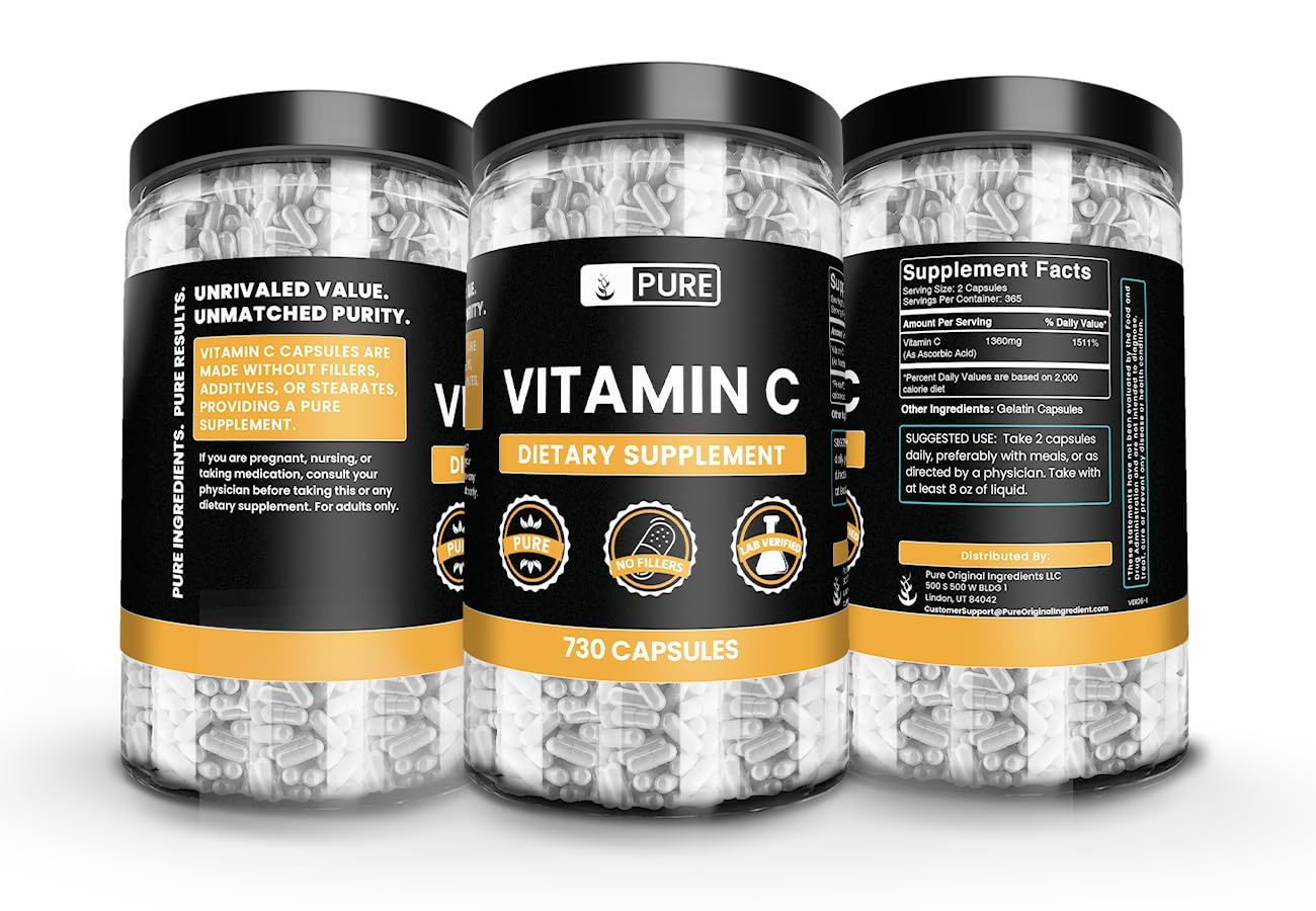 No fillers like rice or magnesium in Pure Original Ingredients Vitamin C capsules.