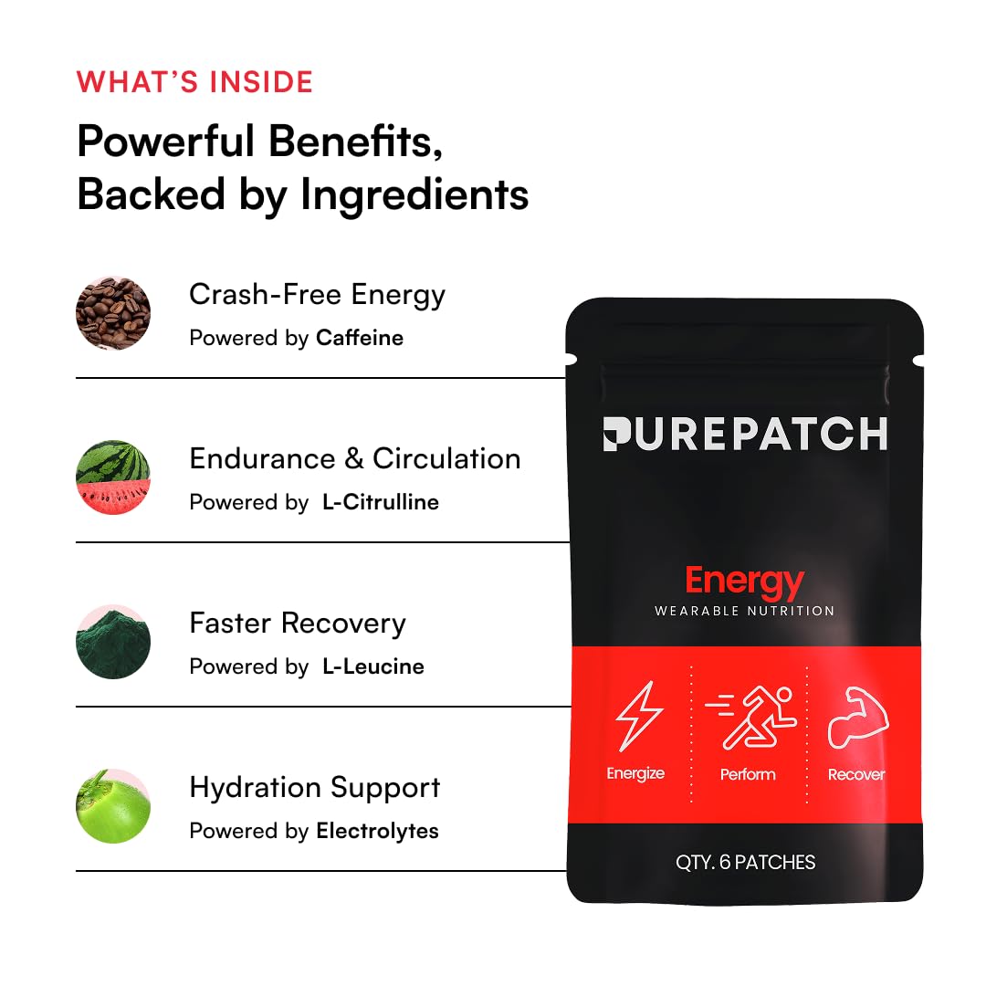 Electrolyte blend in Pure Patch Energy Patch supports hydration.