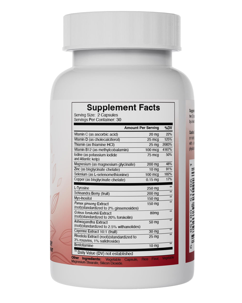 Pure Peak thyroid capsules close-up highlighting natural ingredients for metabolism and focus