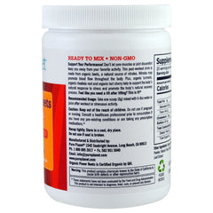 Pure Planet Organic Power Beets pre-workout berry burst label highlights flavor for workouts.