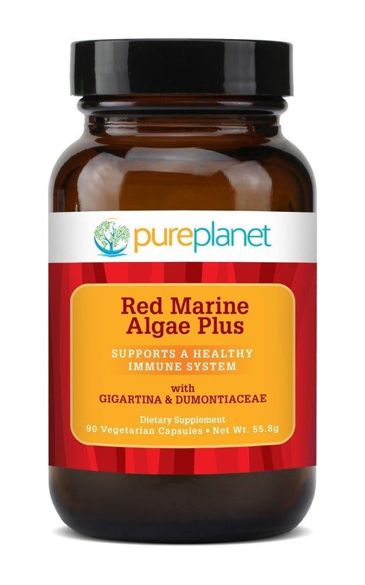 Pure Planet Red Marine Algae Plus bottle with 90 vegan capsules for immune support