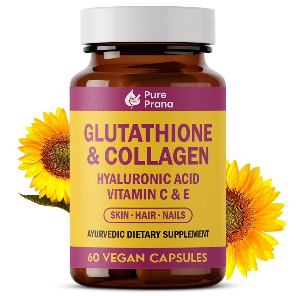 Pure Prana glutathione bottle for daily skin radiance.