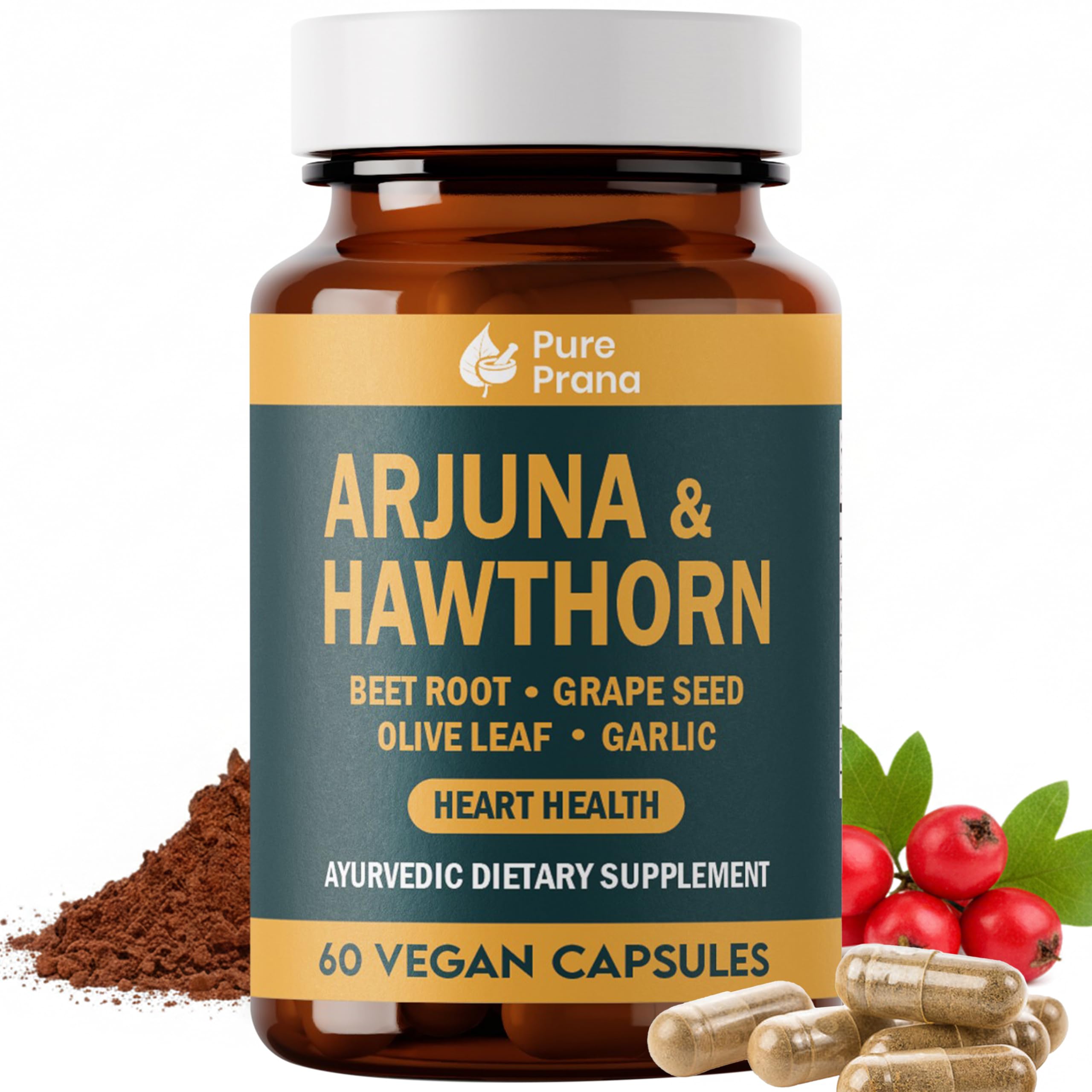 Pure Prana Heart Health bottle featuring Arjuna bark for daily heart wellness