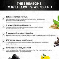 Pure Prana bottle label highlighting Himalayan Shilajit and Ashwagandha ingredients