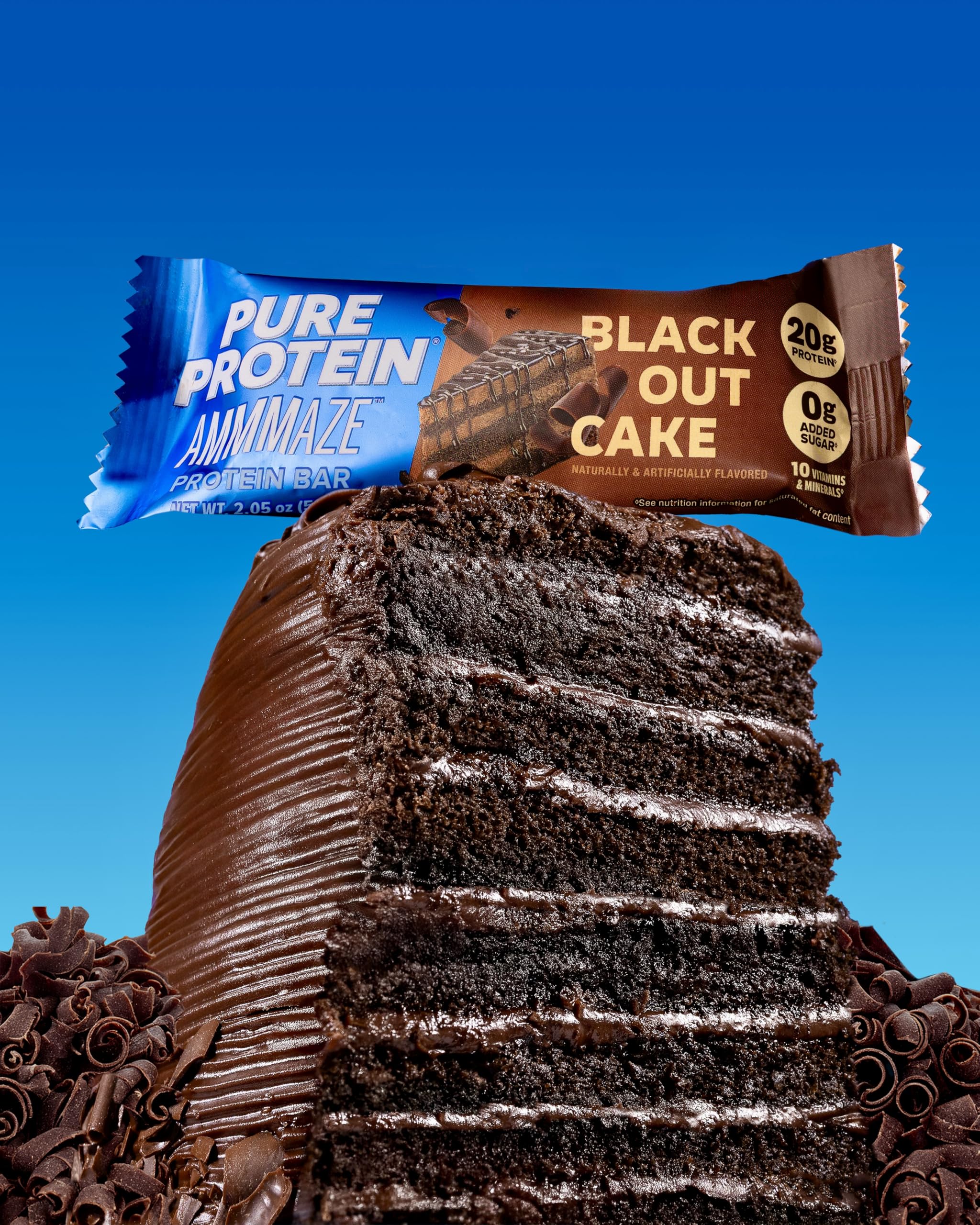 Individually wrapped AMMMAZE bar as a desk-friendly snack option.