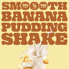 Store-ready Pure Protein Banana Pudding Shake packaging on shelf convenience