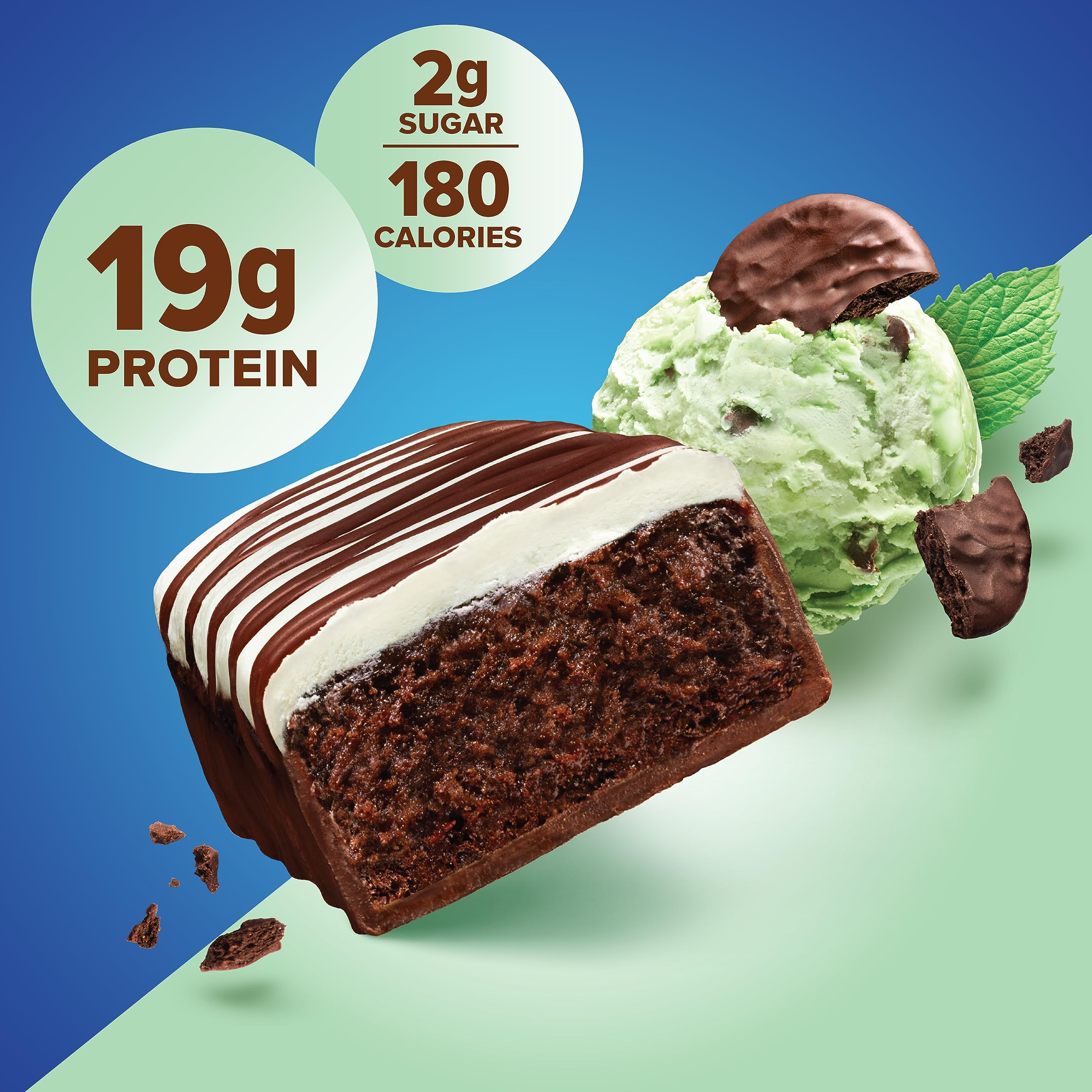 Pure Protein Chocolate Mint Cookie Bar nutrition facts panel highlights 20g protein.