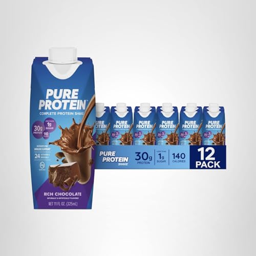 Pure Protein chocolate shake ready-to-drink for busy days.