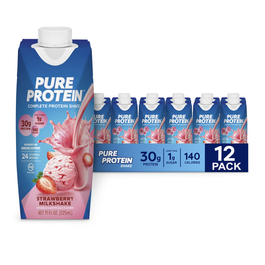 Pure Protein Strawberry Shake bottle front showing sleek design and protein-rich nutrition