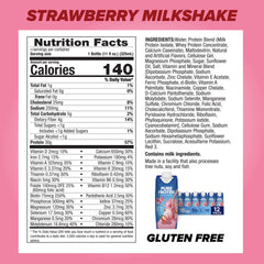 Pure Protein Strawberry Shake bottle side view highlighting keto-friendly, low sugar formula