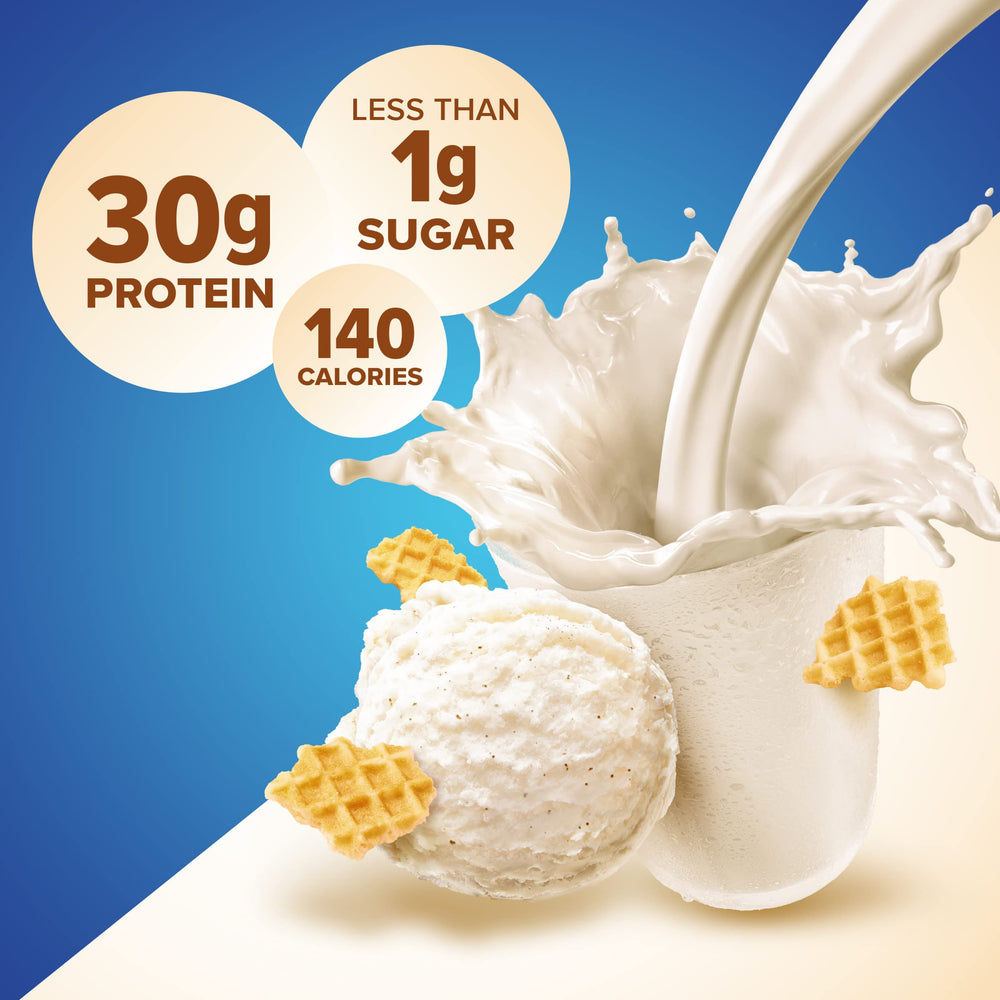 12-pack of Pure Protein Vanilla Shake on display for on-the-go nutrition.