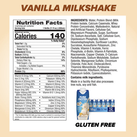 Pouring Pure Protein Vanilla Shake for quick post-workout protein boost.