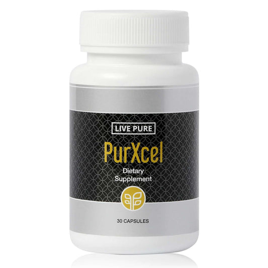PURE PurXcel bottle front showing antioxidant blend for daily wellness