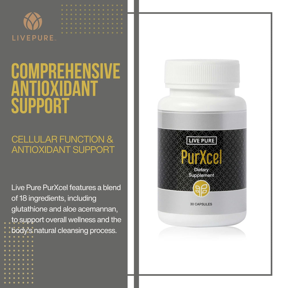 PURE PurXcel capsules close-up illustrating convenient daily antioxidant intake
