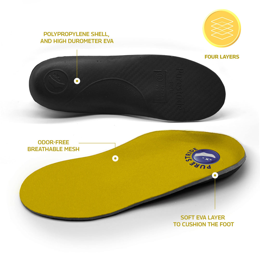 Pure Stride Bold orthotics with carbon bottom provide extra stability.