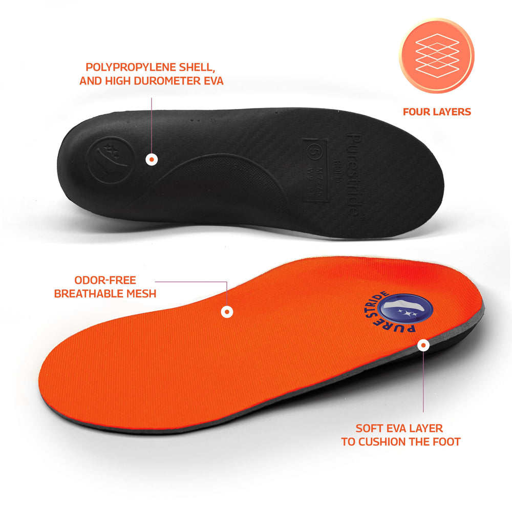 Pure Stride Bold orthotics carbon bottom adds sturdy alignment for long days.