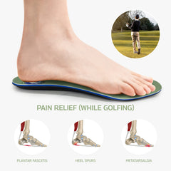 Pure Stride Golf Orthotics metatarsal padding distributes pressure for comfort