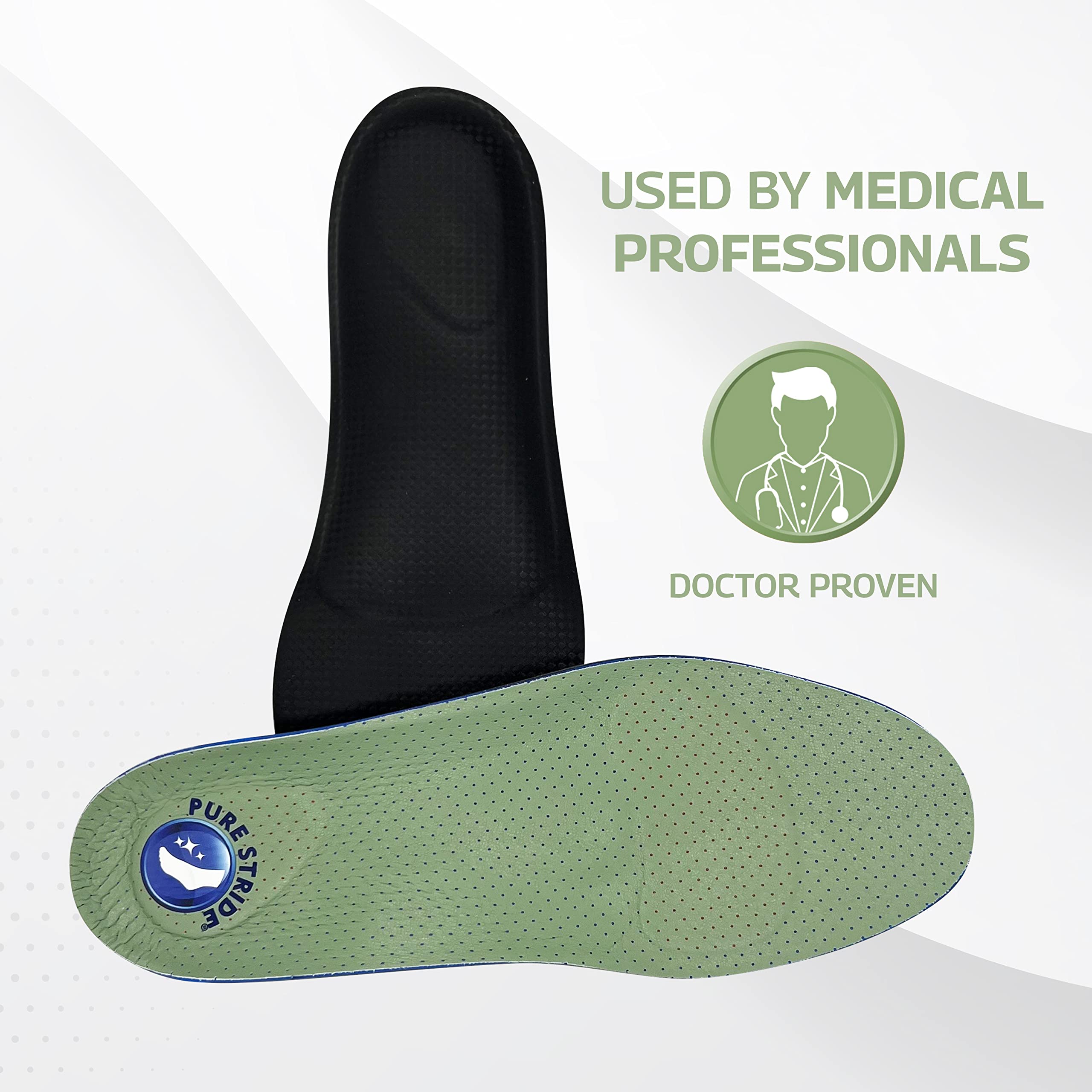 Pure Stride Golf Orthotics padded ball area improves balance on uneven terrain.