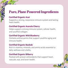 Pure Synergy Berry Power ingredients label confirms organic, dairy-free, vegan content