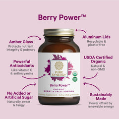Pure Synergy Berry Power powder jar ready to blend into drinks