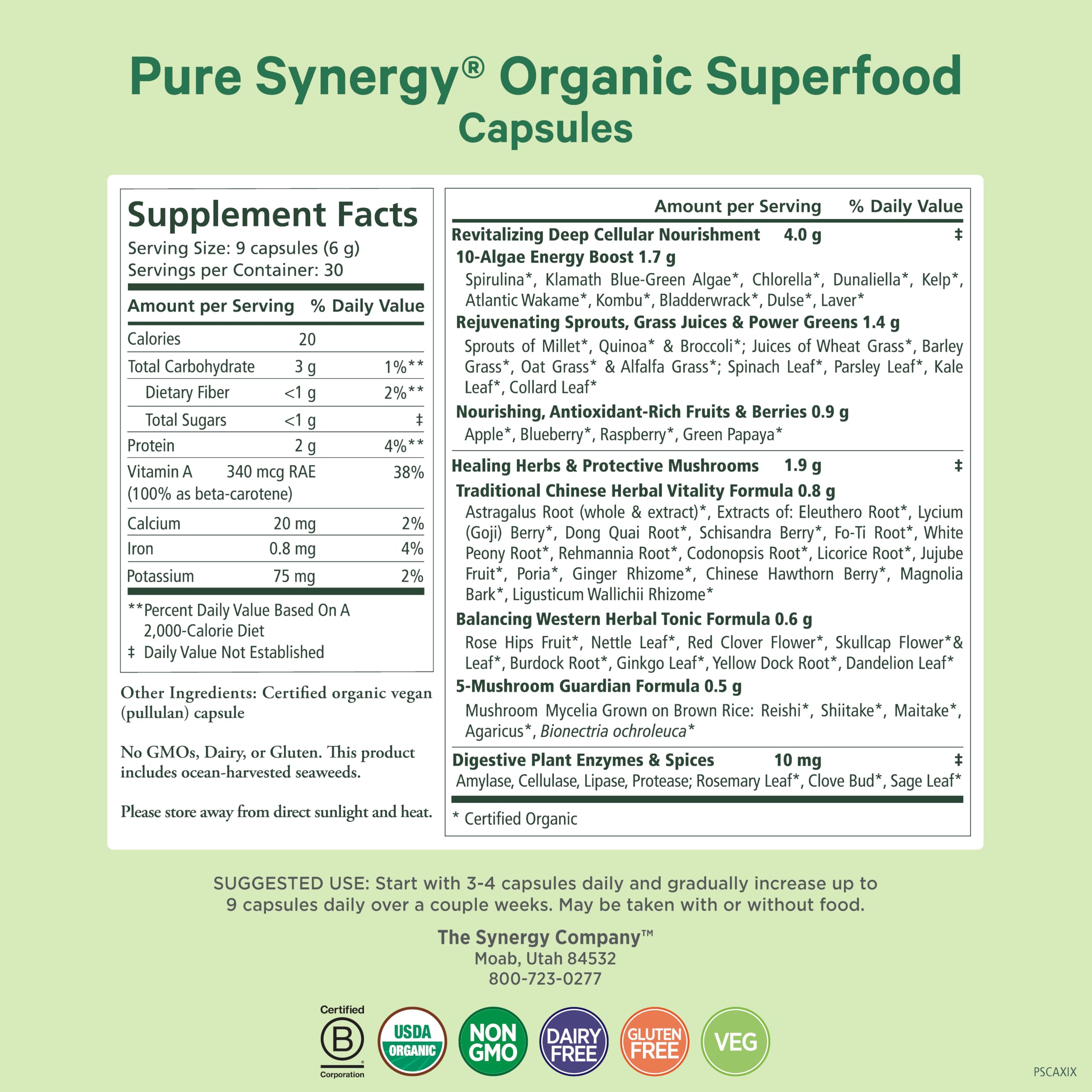 PURE SYNERGY capsules beside water glass illustrating convenient daily use