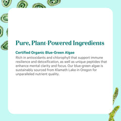 Pure Synergy chlorophyll-rich formula suggests antioxidant support.