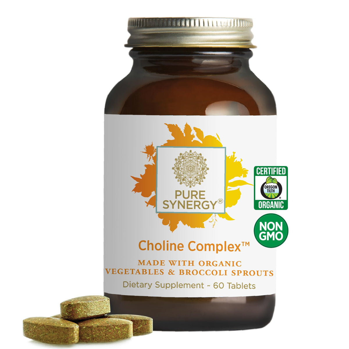 PURE SYNERGY Choline Complex bottle shown for daily vegan support.
