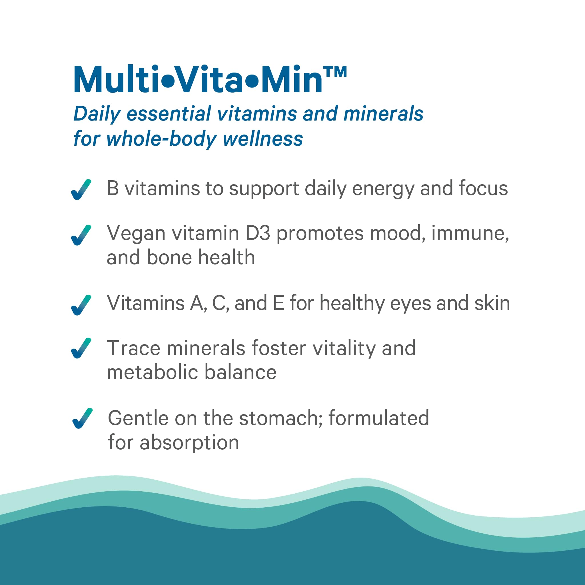 Pure Synergy Multi·Vita·Min label close-up showing clean non-GMO ingredients.