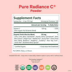 Pure Synergy Pure Radiance C powder dissolving in water for easy daily intake.