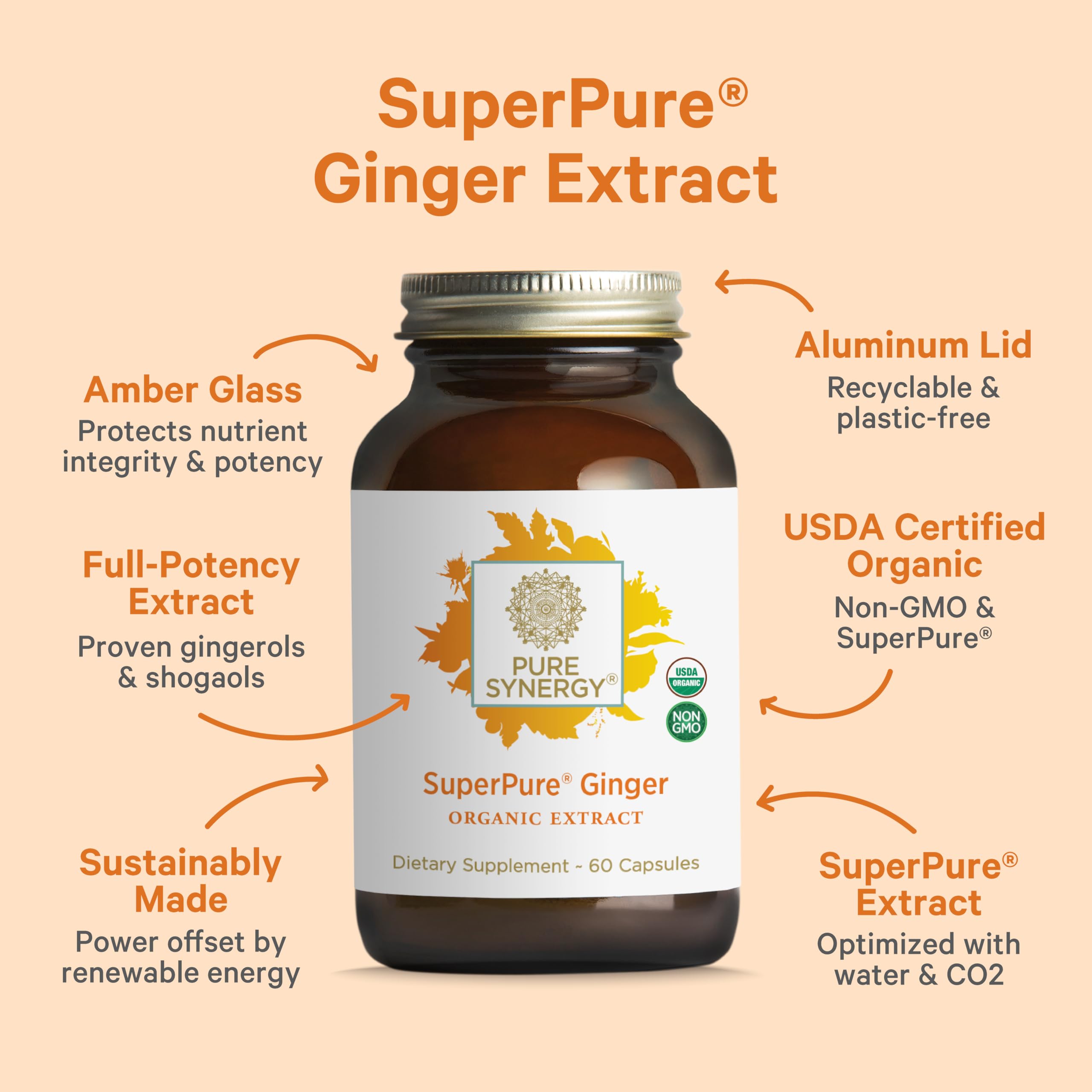 Label close-up showing organic, vegan, gluten-free certification