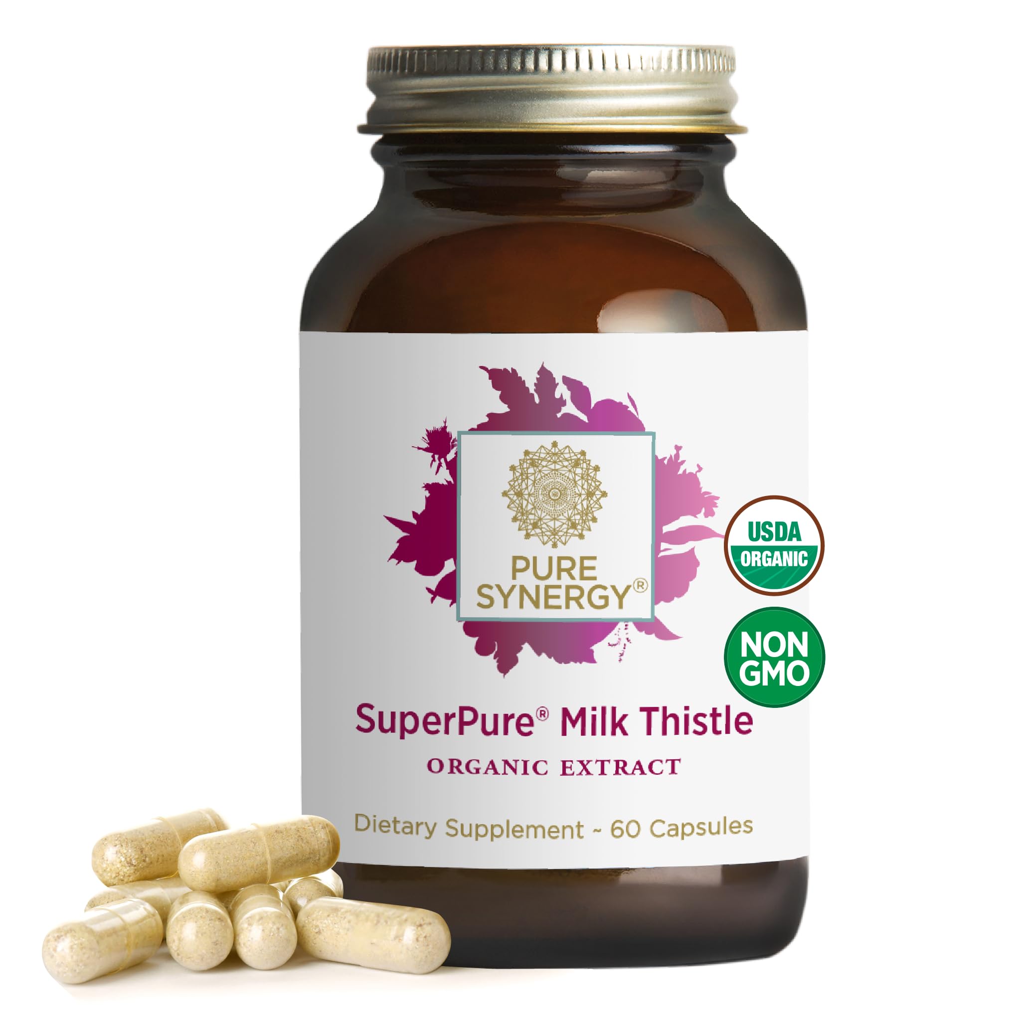PURE SYNERGY SuperPure Milk Thistle capsules support daily liver wellness.