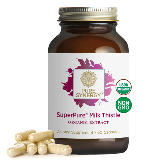 PURE SYNERGY SuperPure Milk Thistle capsules support daily liver wellness.