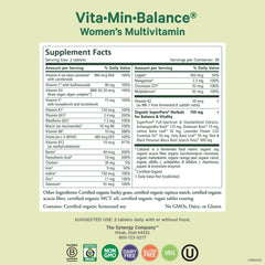 Close-up of Vita·Min·Balance tablets highlighting iron and B vitamins.