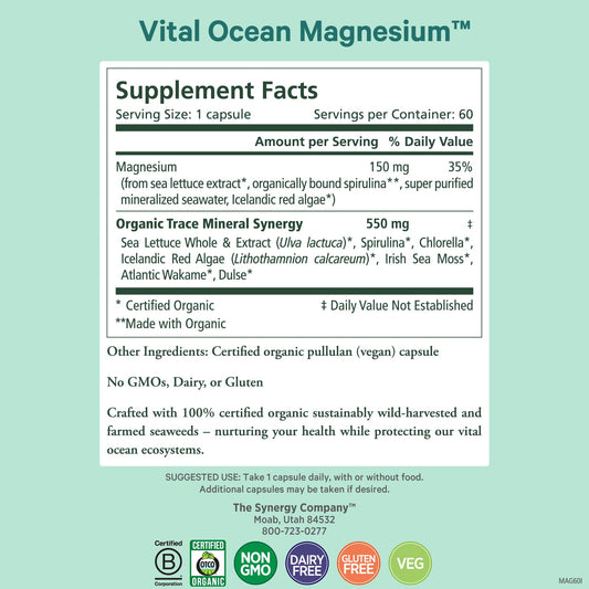 Pure Synergy Vital Ocean Magnesium capsules for relaxed muscles
