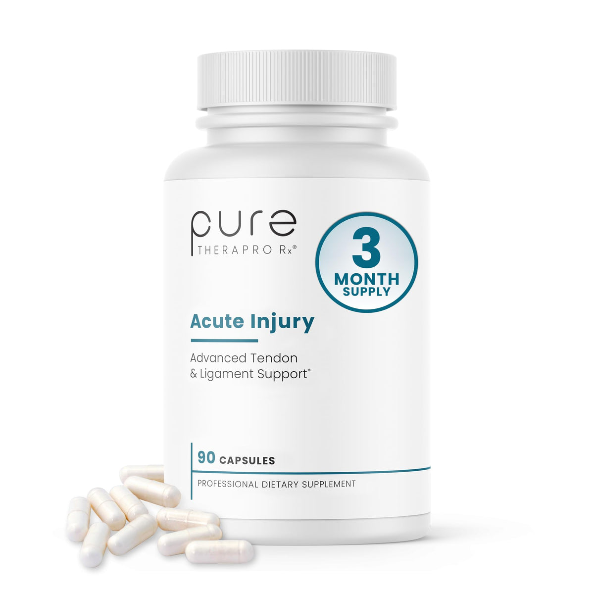 Pure Therapro Rx Acute Injury bottle with dose-focused design supporting tendon health
