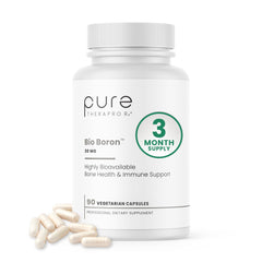 Pure TheraPro Rx Bio Boron capsules show optimized absorption for bone and immune support.