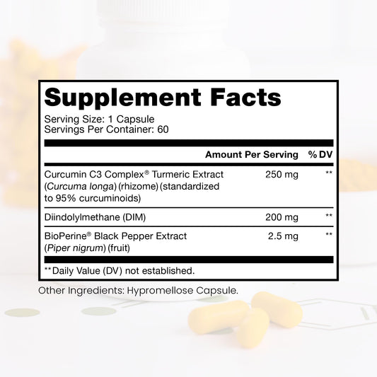 DIM 3+ capsules close-up highlighting vegan formula and absorption-friendly design