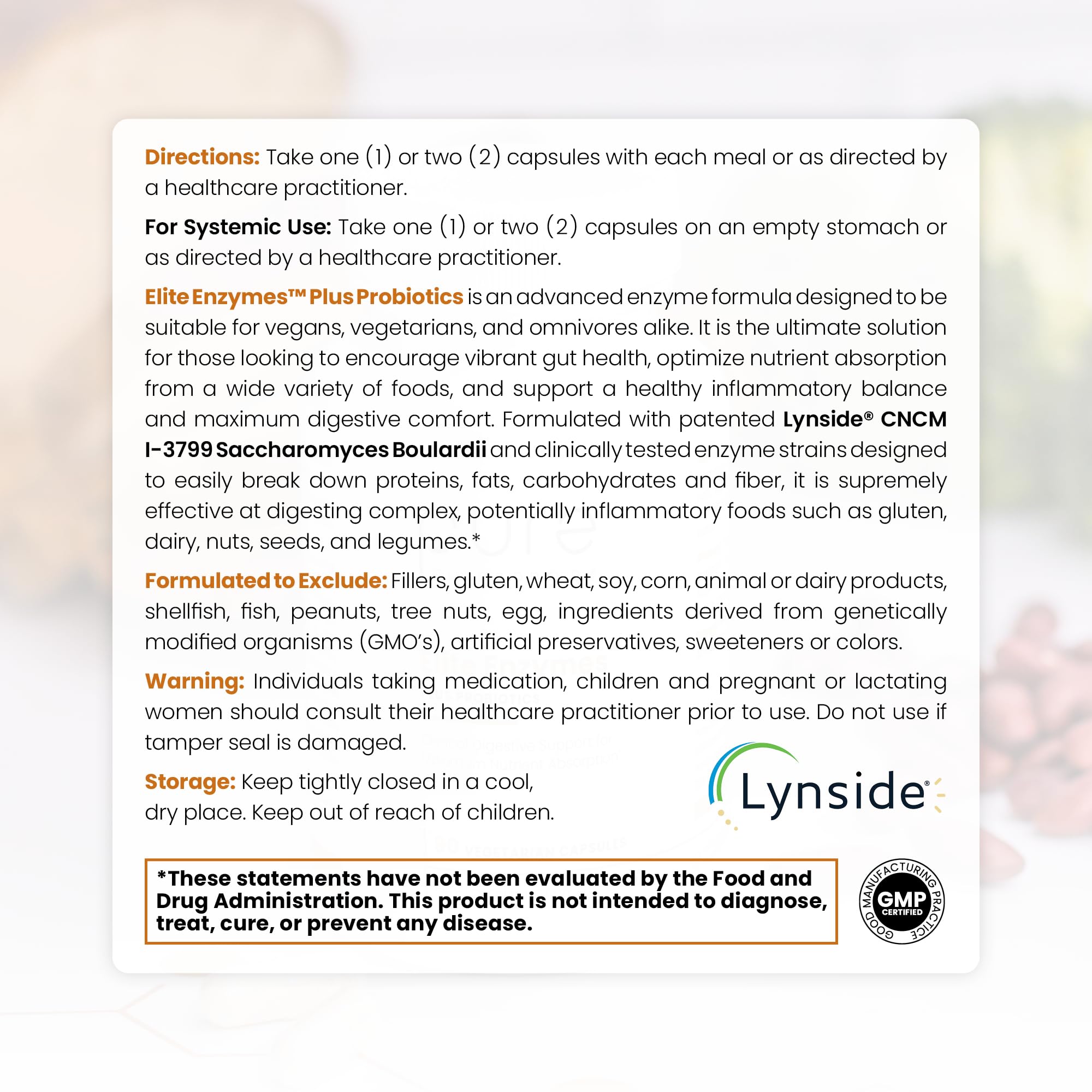 Pure Therapro Rx Elite Enzymes label close-up highlighting vegan formula and allergen-free promise
